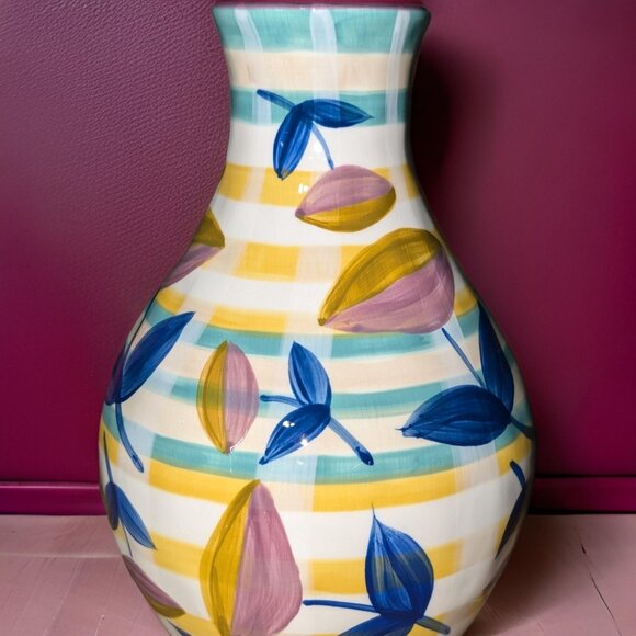 Retired 11" Anthropology Multicolor Floral Copen Flower Vase - Picture 2 of 5